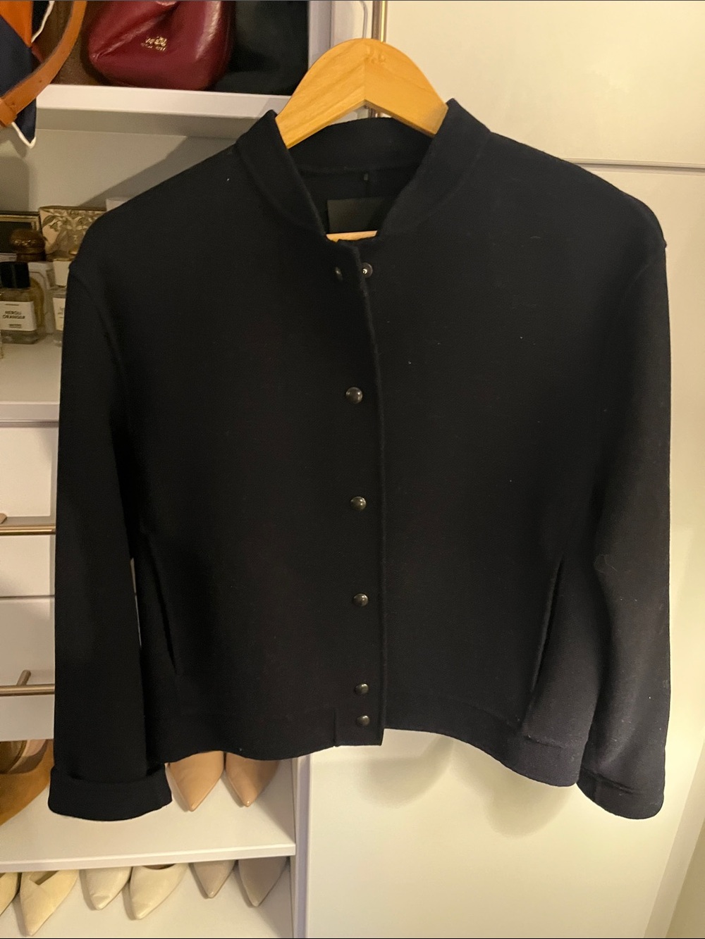 Massimo Dutti dark navy blue Button-Front wool jacket